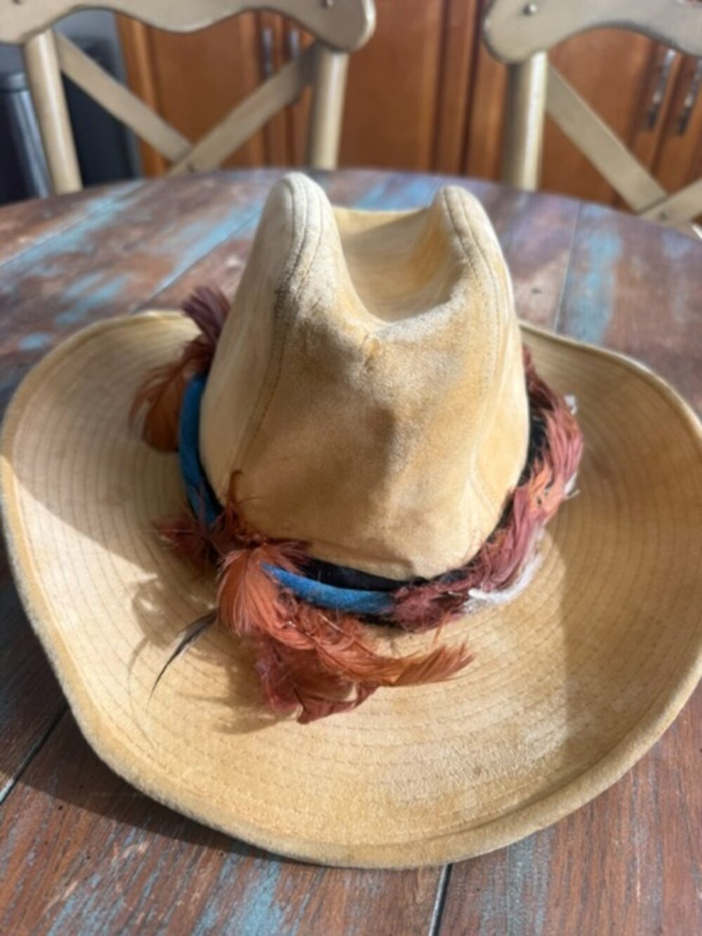 Vintage 1970s/80sLonghorn Western Cowboy Hat - Tan Faux Suede/Velour - Size M